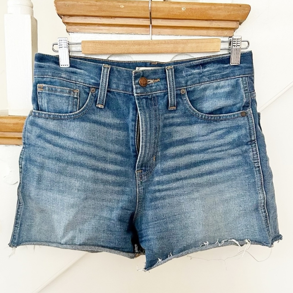 Madewell Blue The Perfect Jean Short Raw Hem Cotton Pockets Denim Size 26